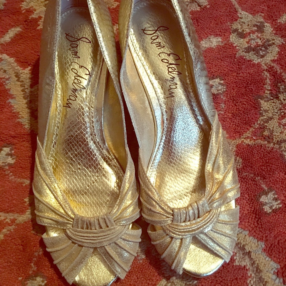 Sam Edelman gold wedge